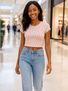 Brandy Melville Floral Ashlyn Baby T-Shirt Coquette